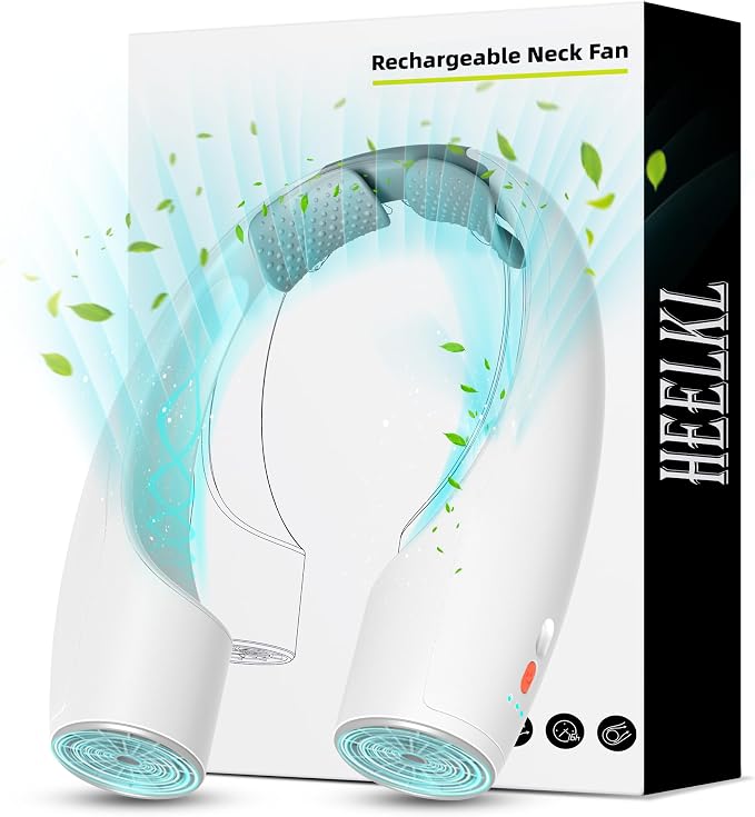 Heelkl AI Neck Fan, 4 Speeds Adjustable Portable Personal Fan Rechargeable, 4000 mAh Battery Faster Cooling Wearable Fan, Ultra Quiet for Home, Office, Travel, Outdoor