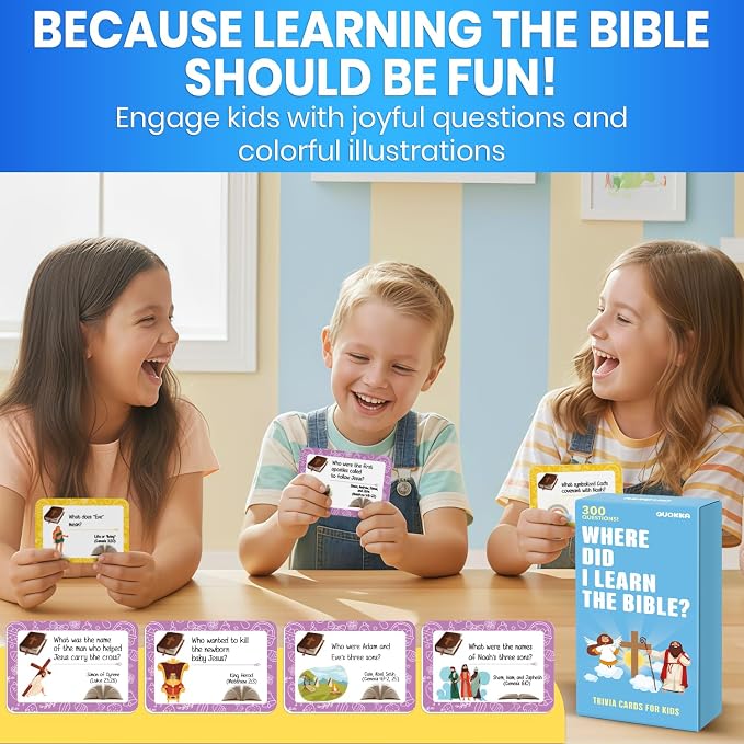 Quokka Trivia Game for Families - Fun Educational Trivia Cards | Bible Game with 300 Engaging Card Questions - Christian Kids Games for Sunday School and Homeschool to Learn About Scripture