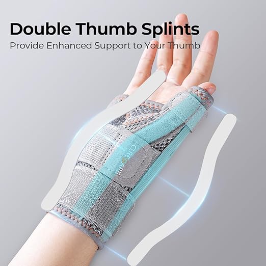 New Upgraded Thumb Spica Splint, Comfortable Thumb Brace for Right & Left Hand, Universal Size Thumb Support for Arthritis, Tenosynovitis, CMC Joint Repetitive Injuries (Grey)