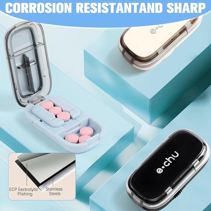 Pill Cutter Splitter for Small and Tiny Pills - 1/4 Pill Cutter with Centering Device - Easy-to-Use Splitter for Precision Cuts - for Small and Tiny (Black)