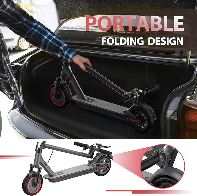 Maxshot Electric Scooter, 8.5" /10" /14" Tire, 16/19/22 Mph Top Speed, 12/16/21/27/28/49/50 Miles Long Range, Folding Escooter for Adults and Kids with Seat Bag, Dual Braking, Dual Suspension, App