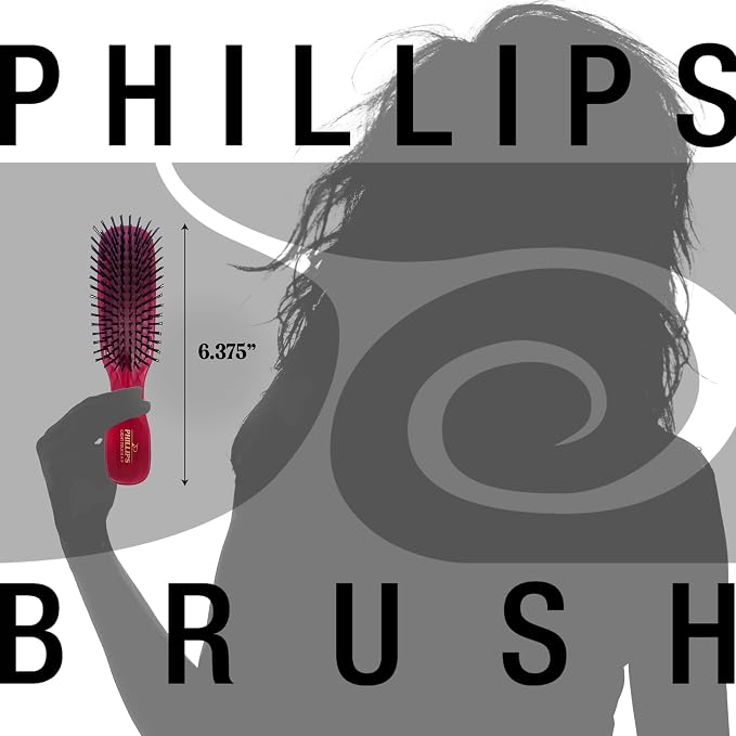 Phillips Brush Light Touch 6 Detangling Hair Brush Combo Pack Ruby Red | Flexible Nylon Bristles Gently Detangle All Hair Types for Daily Use, Includes 7.75 & 6.25 Inch Brushes, Full & Petite Sizes