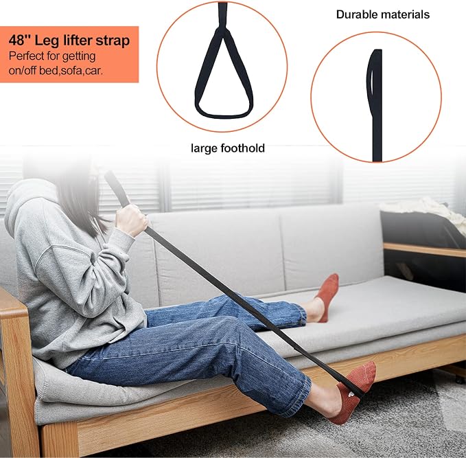 KEKOY Hip Kit, 7 in 1 Post Surgery Recovery Kit for Seniors | Hip Replacement Kit With 32" Grabber Tool, Sock Aid, Long Shoe Horn & Dressing Stick, Leg Lifter, Bath Sponge, Storage Bag