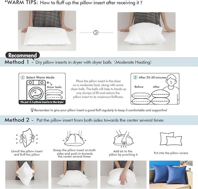 MIULEE 16x16 Inch Outdoor Pillow Insert Waterproof Decorative Throw Pillow | Square Garden Pillow Form for Patio Sofa Couch