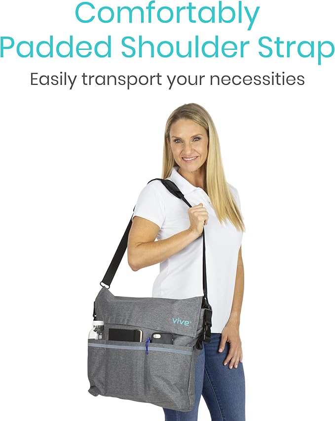Vive XL Wheelchair Accessories Bag - Waterproof, Scratch-Resistant, Double-Stitched, Machine Washable for Adults, Seniors, 15 Colors - Storage Walker Backpack to Hang on Back