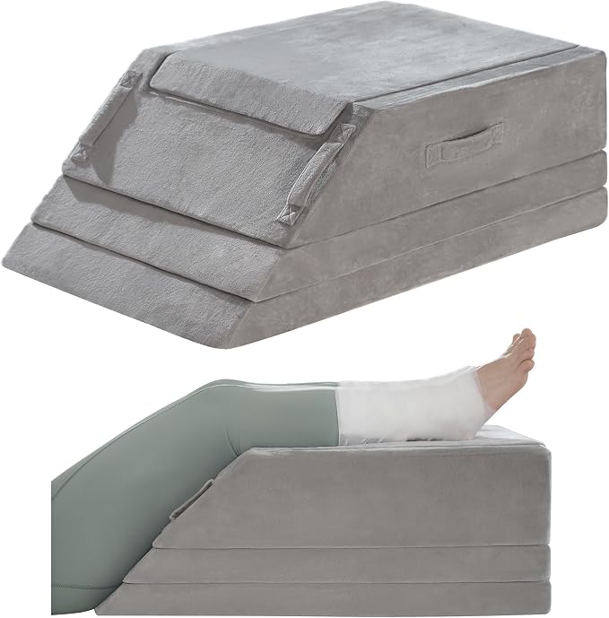Wedge Pillow for Sleeping, Bed Wedge Pillow for After Surgery 4-Height Memory Foam Leg Elevation Pillow for Swelling Back Pain Relief Sciatica Knee Ankle Pain Bed Support Legs L 29"