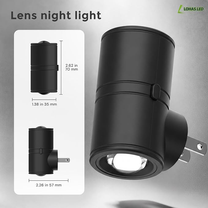 L LOHAS LED Night Lights Plug into Wall,Light Sensor, Projector Night Light | 180°Rotating Nightlight,10/50/100LM Dimmable,Soft White,Dusk to Dawn,Ambient Lighting Mini for Bathroom,Decor,Kids,Gift,1Pack