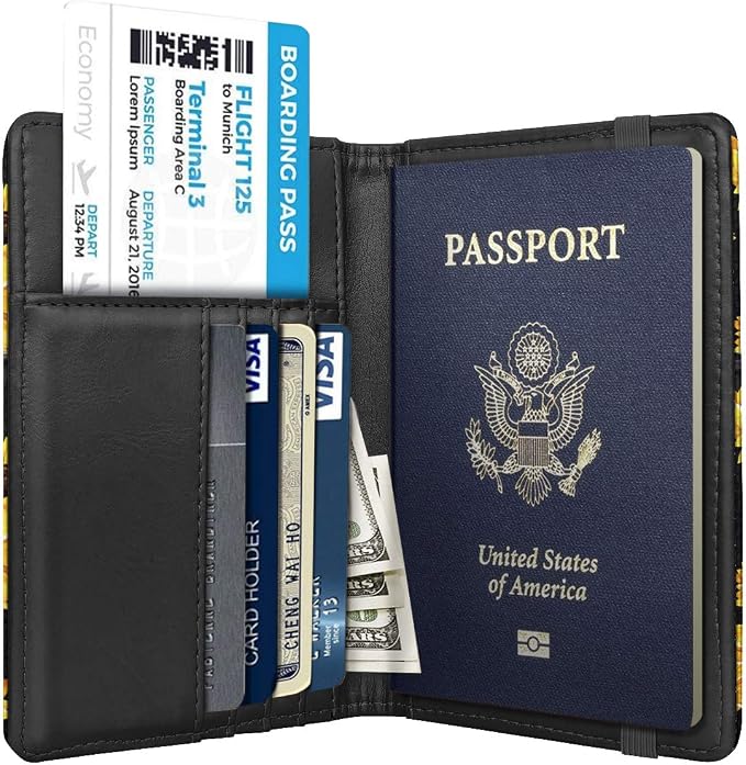 Coco Rossi Passport Holder for Travel Women Slim RFID Passport Cover Wallet | Travel Essentials, Passport Book Holders, Passport Wallet Cover Case, PU Leather, Cute, Thin, Spliced Design, Sunflower