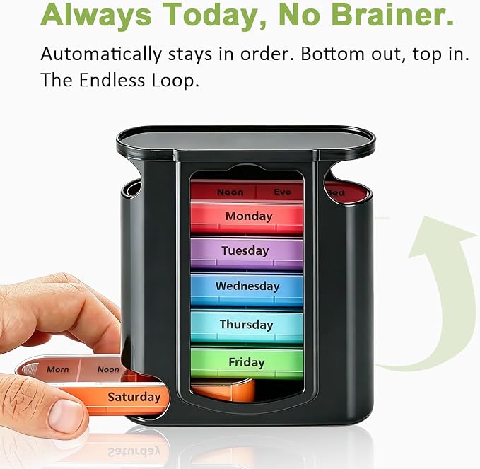 Travel Pill Organizer 4 Times a Day Small Pill Container Purse Pill Case Daily Pill Box Am Pm Pill Holder 7 Day Weekly Pill Reminder Pill Sorter Pocket Vitamin Stackable 4 Compartment Caddy