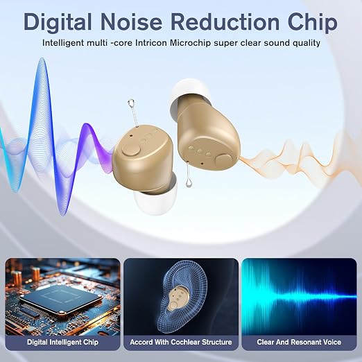 Mini Rechargeable Senior Digital Sound Amplifier with Noise Reduction Portable Charging Case (Pair) (PSAP)