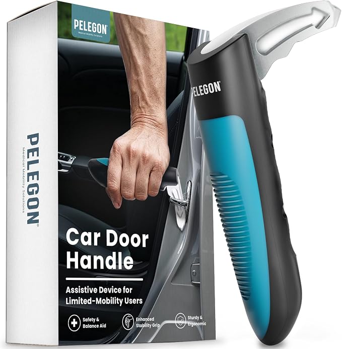 PELEGON Car Door Handle for Elderly (1 Pack) Car Cane Assist Handle with Anti-Slip Grip, Steel Hook for Secure Latch Fit, Supports Up to 300 lbs, Easy Tool-Free Use