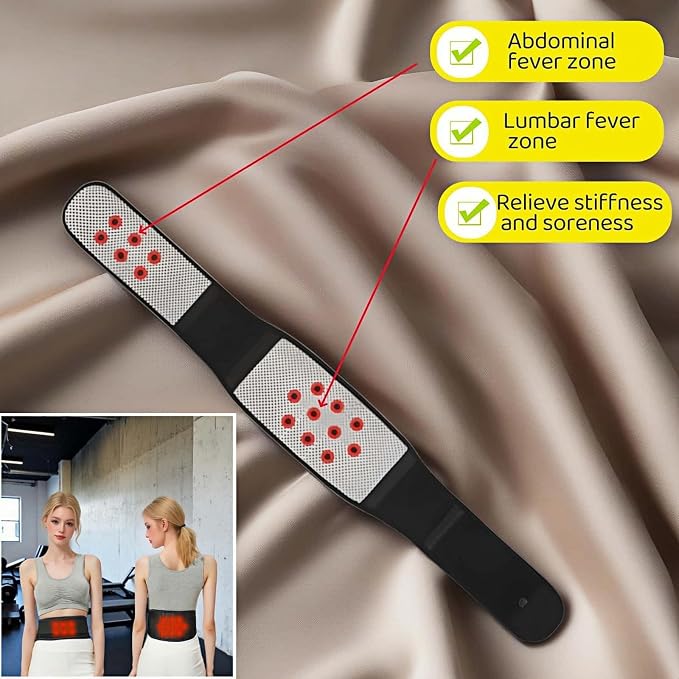 Self heating lumbar support strap suitable for both men and women - adjustable back support with thermal therapy, used to relieve lumbar discomfort, posture support (XXL)