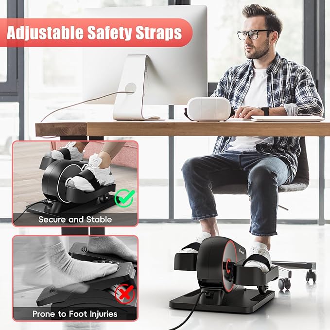 ANCHEER Under Desk Elliptical Machine, 2-in-1 Mini Exercise Bike, Digital Display, 9 Resistance Levels, 12 Speed Levels, Active and Auto Modes, Silent Operation