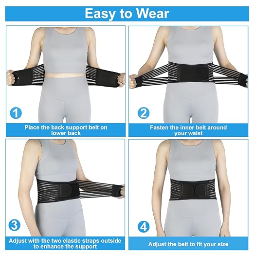 Back Brace for Lower Back Pain Relief, Lumbar Support Belt for Men&Women for Work, Breathable Back Support Belt with 6 Flexible Spring, 2 Elastic Bands For Sciatica, Herniated Disc, Scoliosis(X-Large)