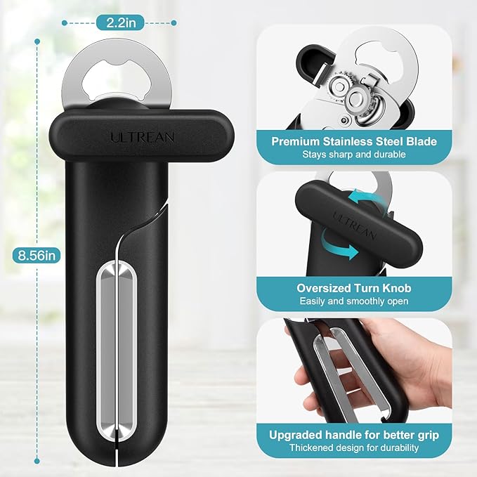Ultrean Manual Bottle Opener Can Opener [2025 Upgraded], Heavy-Duty Stainless Steel Manual Handheld Can Opener with Smooth Edge, Ergonomic Handles,Rust Proof,Oversized Easy Turn Knob,Christmas gifts