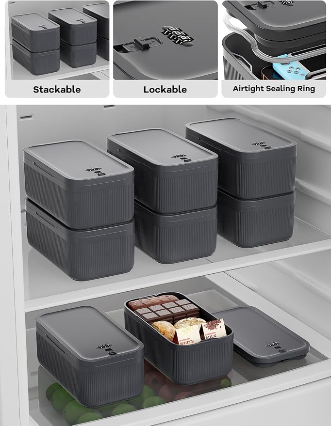 Medicine Lock Box with Combination Lock, 2L Lockable Storage Box for Medication, Pills & First Aid Supplies, Box with Lock for Home, Fridge, Dorm, Office, Snacks, Phones