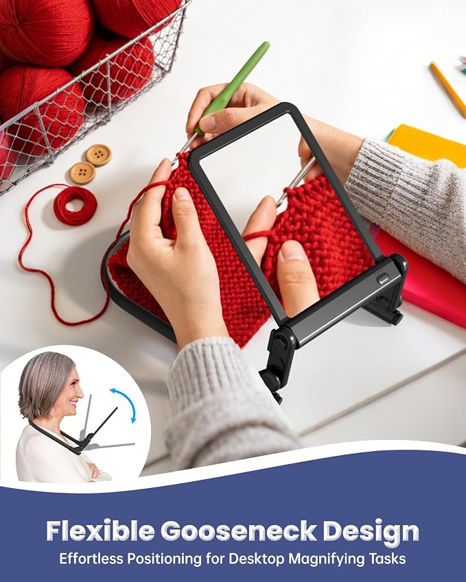 3X Neck Magnifying Glass with Light, Hands Free Magnifier with Light | Magnifying Glass for Reading Close Work, 40 LED Lights Page Magnifier, Lighted Magnifying Glass with 3 Modes