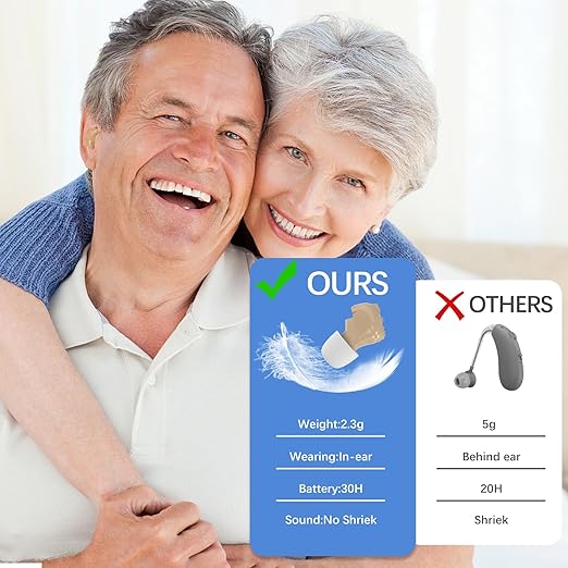 Hearing Aids for Seniors, Invisible Hearing Amplifiers with Noise Cancelling, Rechargeable Hearing Aids for Severe Hearing Loss Adults, Comfort In-ear Hearing Devices (black)
