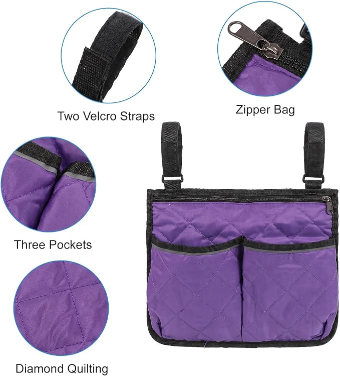 Walker Bag for Folding Walker Walker Basket with Reflective Safety Strips Foldable Wheelchair Storage Bag with 2 Adjustable Straps for Night Visibility Seniors Elderly