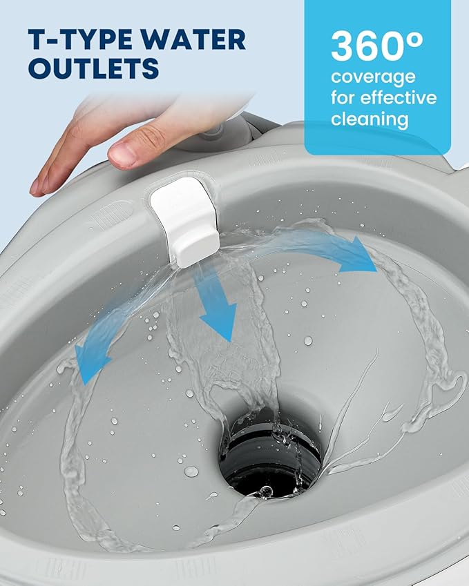 Kohree Camping Toilet Portable 5.3 Gallon, 20L Porta Potty for Adults | with Diagonal Elongated Bowl Seat, Handle Flush Pump, Leak-Proof Cassette Toilet for RV Trailer Trucker Boat Marine Home Use