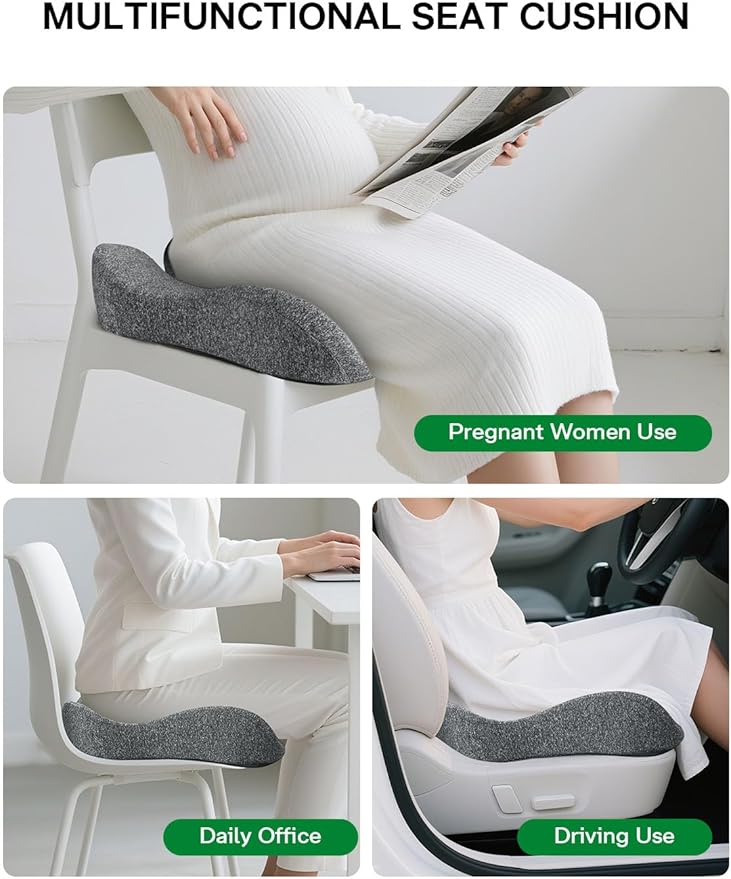 Medisana Seat Cushion, SC 100 Seat Cushions for Office Chairs, Car Seat, Wheelchair - Sciatica & Tailbone & Coccyx Pain Relief Pillow for Driver Sedentary（Size:18 * 14.6 * 3.54 in-Grey）