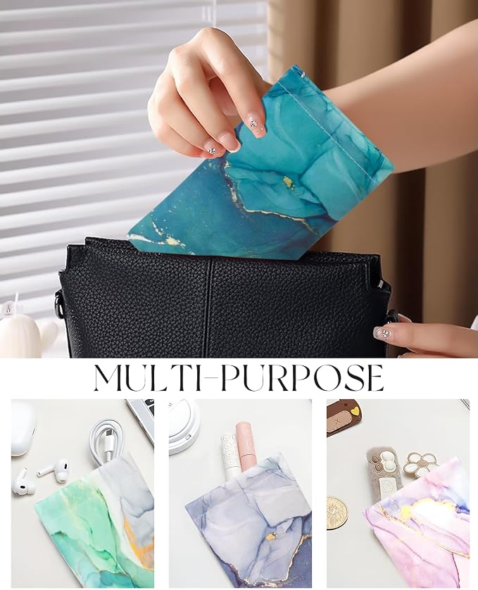 4 Pcs Squeeze Top Sunglass Case with Cleaning Cloth, Soft Leather Eyeglass Case Portable Sunglasses Pouch