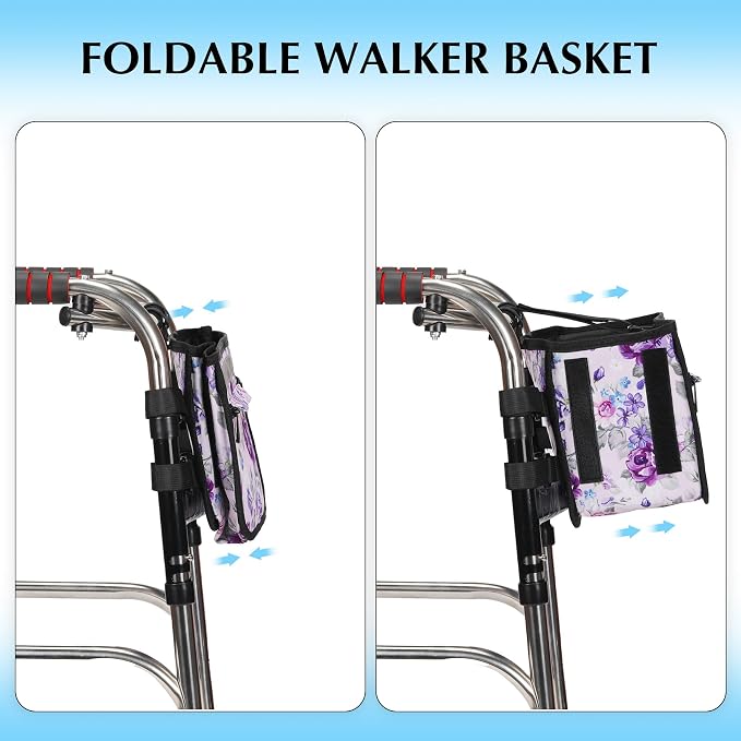 Walker Basket, Walker Accessories - Walker Tray, and Storage Bag for Folding & Rolling Walkers – Ideal for Seniors