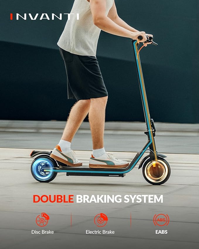 INVANTI E20 Electric Scooter with 350W Motor, Max 19 Miles & 18 MPH, 8.5" Solid Tires, APP Control & Dual Brakes, Cruise Control, Foldable and Portable Commuter Electric Scooter