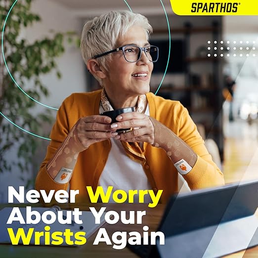 Sparthos Wrist Support Sleeves (Pair) - Compression Wrist Brace for Men and Women - Carpal Tunnel Tendonitis Arthritis Pain Relief Sports Injuries Instability Wrists Palm Hand Pain RSI (Beige-XL)