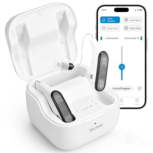 FacePro OTC Hearing Aids with Bluetooth for Seniors and Adults | Rechargeable Hearing Aids with App Control, Noise Reduction and 25H Battery for Daily Conversations and Calls