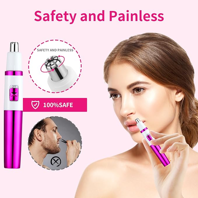 NUMIFUN Ear and Nose Hair Trimmer for Women Nose Hair Clipper Professional Painless Noses Trimmer Ladies Eyebrow and Facial Hair Trimmer, Waterproof Dual Edge Blades for Easy Cleansing
