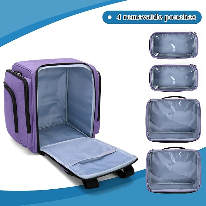 BAFASO Large Pill Bottle Organizer with 4 Inner Removable Pouches, Purple | Medicine Bag Come with Shoulder Strap, BAG ONLY.