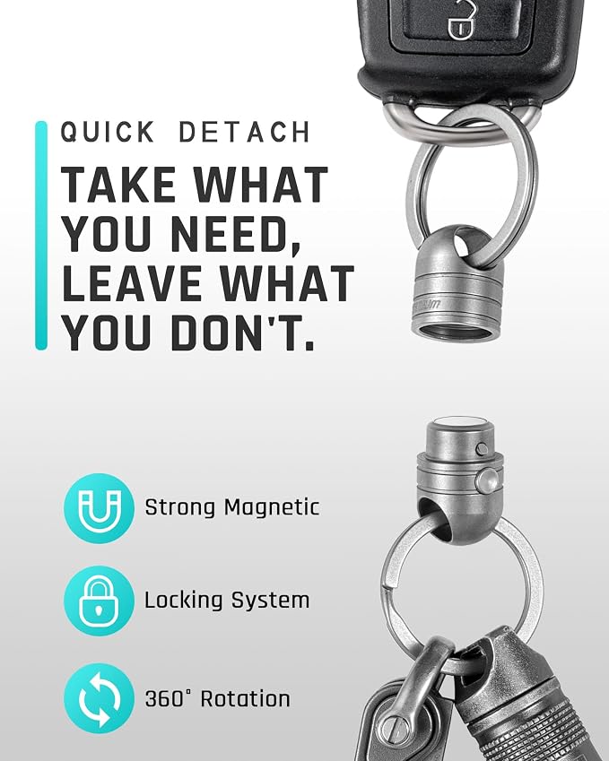 TISUR Titanium Quick Release Keychain,Detachable Pull Apart Key Chain Rings