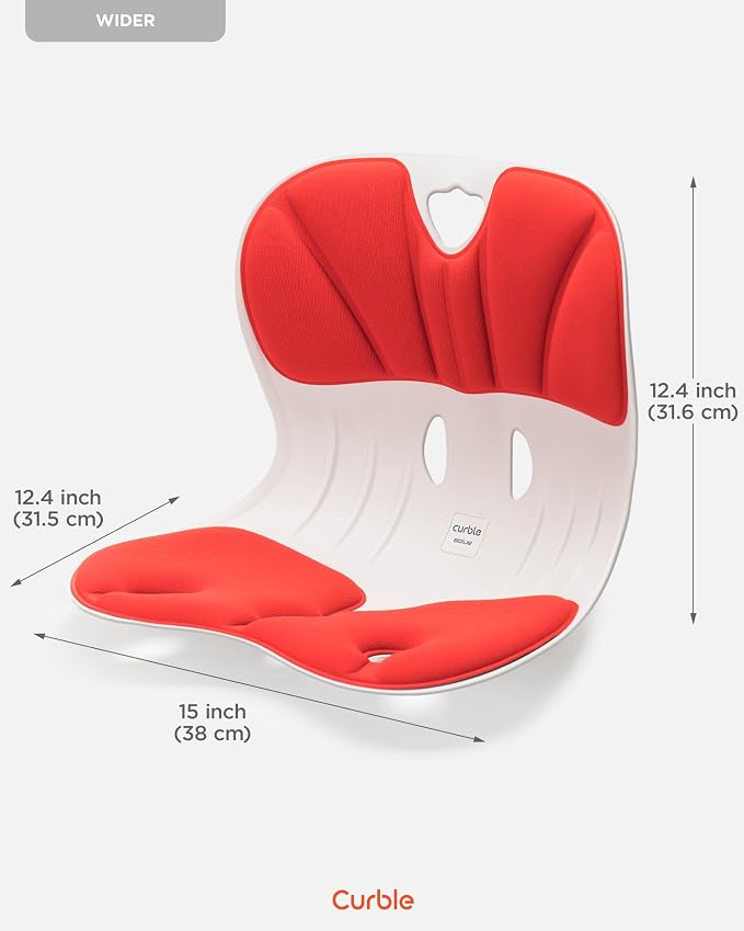 curble Wider – Ergonomic Desk Chair Seat Cushion, Everyday Passive Posture Trainer for Work from Home, Office & Car, Breathable Lumbar Support