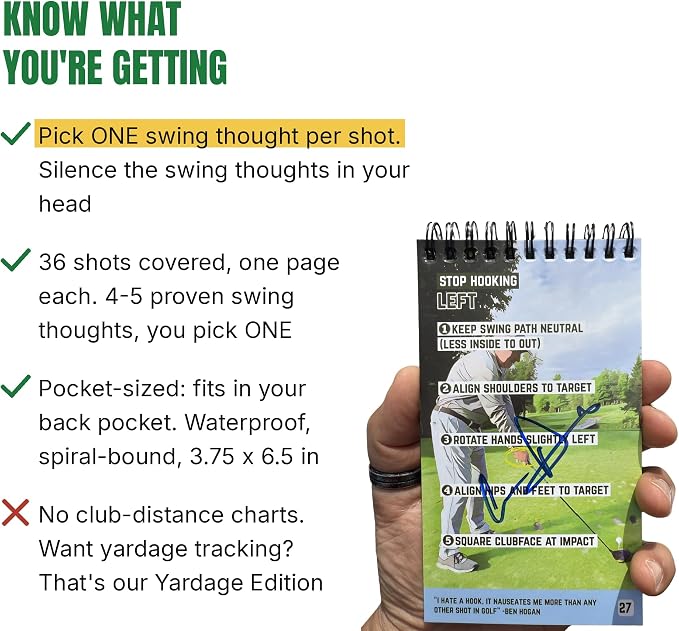 Pocket Golf Cheat Sheets - Pick One Swing Thought per Shot - Waterproof