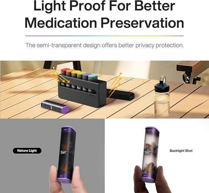 Weekly Pill Organizer 2 Times a Day - Am Pm Pill Box 7 Day, Large Twice Medicine Pill Case for Daily Medication, Vitamins, Fish Oils, Supplements Portable Week Pill Holder Container, Translucent Black