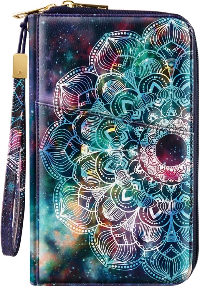 Family Passport Holder Wallet RFID Blocking Document Organizer | PU Leather Mulit-purpose Travel Wallet Credit Cards Case for Women Men, White Daisy