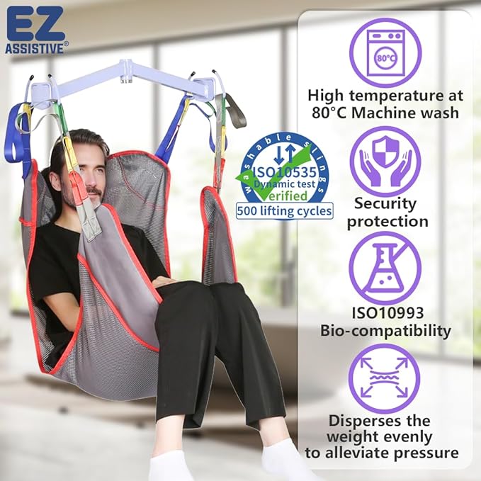 Universal Full Body Patient Lift Sling for Patient Lift or Transfer, Lift Sling with Mesh Fabric Suitable for Bedridden,Elderly or Disabled to Bathing (Medium (Pack of 1))