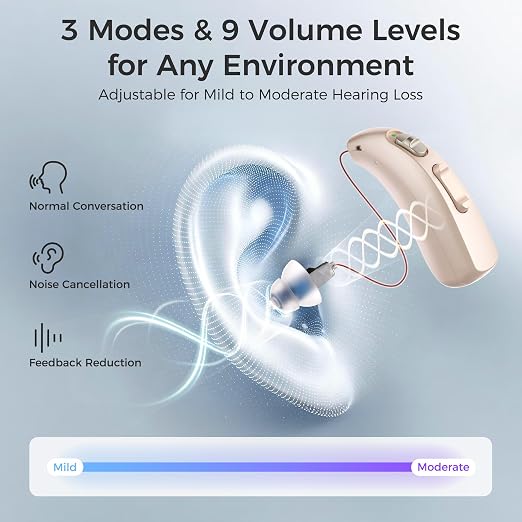LINNER-Clarity Hearing Aids for Seniors, Rechargeable Hearing Amplifier with Noise Cancelling, OTC Hearing Aids Designed for Adults with Mild to Moderate Hearing Loss (Black)
