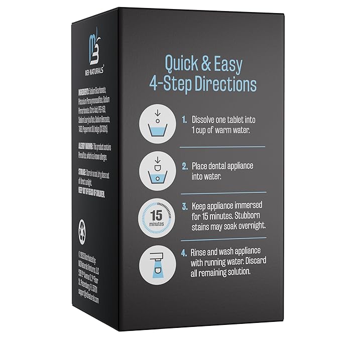 Retainer Cleanser Tablets Cleaner, Removes Odors Discoloration Stains and Plaque 2 Month Supply Denture Cleansers Retainers Mouth Guards Denture Bath Mint by M3