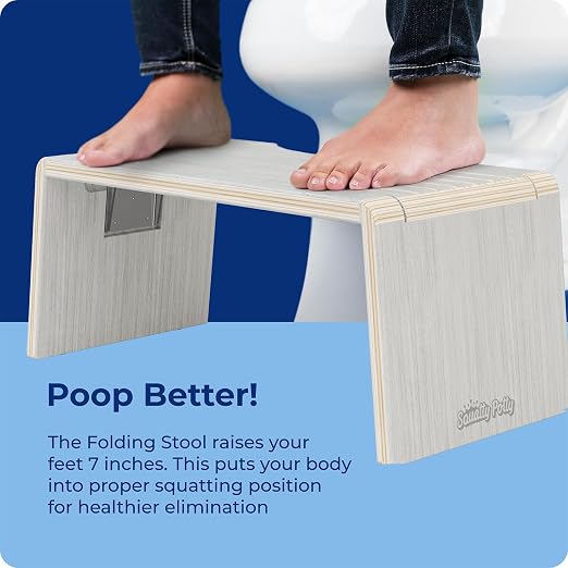 Squatty Potty Oslo Eucalyptus Folding Toilet Stool – Compact, Stylish, and Space-Saving Design for Better Bathroom Posture, Durable Eucalyptus, No Assembly Required