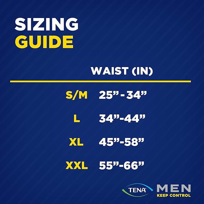 Tena Men Protective Incontinence Underwear for Men, Overnight Max, XL, 56 Count (Waist Size 45in-58in)