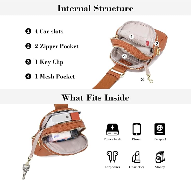 Anti Theft Crossbody Bag for Women, Small RFID Blocking Sling Purse with Zipper Lock for Travel, Vegan Leather