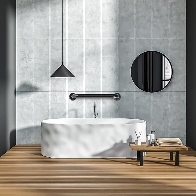 18 Inch Handicap Grab Bars, 2 Pack Stainless Steel Grab Bar for Bathtubs and Showers, Wall Mount Safety Shower Grab Bars for Seniors Injury Elderly, Matte Black