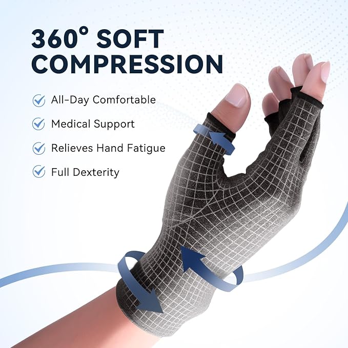 Duerer Arthritis Gloves Women Men, Carpal Tunnel, Rheumatiod, Tendonitis, Fingerless Hand Thumb Compression Gloves
