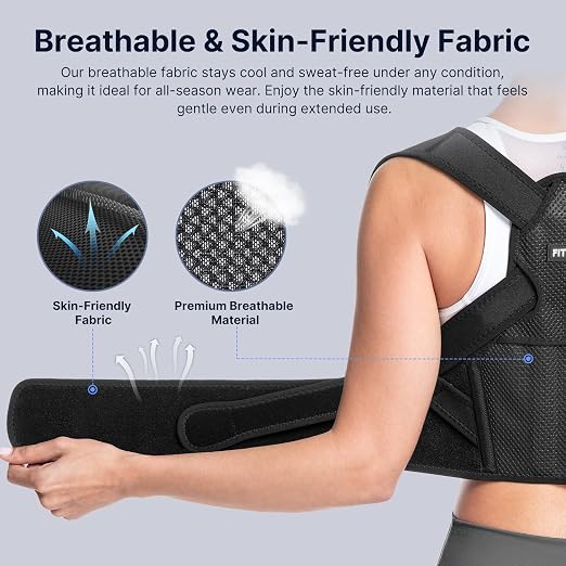 Fit Geno Posture Corrector for Women Lite, Upper Back Brace for Slouching | An Adjustable, Lightweight Design Supports Your Neck, Shoulders, and Upper Back to Help You Sit and Stand Taller