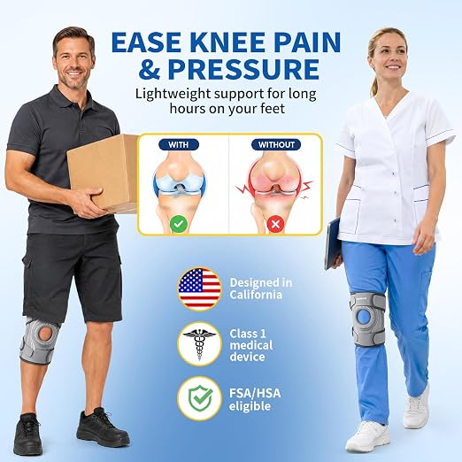 CAMBIVO ELITE Knee Brace with Side Stabilizers & Open Patella Gel Pad — Adjustable Support for Meniscus, Arthritis, ACL, MCL Recovery, Knee Support for Men and Women - Please Check Size Chart