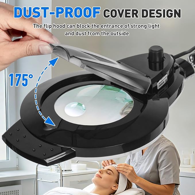 KIRKAS 12X 30X LED Magnifying Lamp with Clamp, 2,200 Lumens Dimmable Bright | 28in Adjust Swivel Arm Magnifying Glass with Light for Repair Reading Craft Needlework Hobby Workbench Magnifier Dust Cover