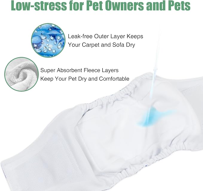 wegreeco Washable Male Dog Belly Band (Stylish Pattern)- Pack of 3 - Washable Male Dog Belly Wrap, Dog Diapers Male (Ocean Adventure, Small)