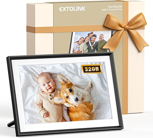 10.1" Smart WiFi Digital Picture Frame with 32GB Storage | Electronic Photo Frame with 1280 x 800 HD IPS Touch Screen Auto-Rotate for Wall/Tabletop, Gift for Woman,Mom, Dad, Wife